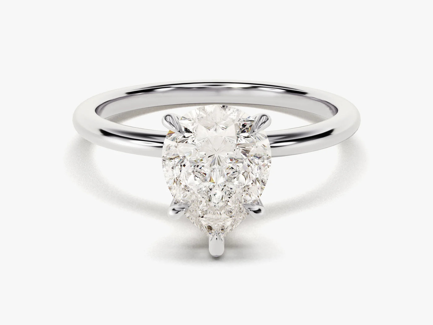 2.0CT Pear Cut Solitaire Diamond Moissanite Engagement Ring