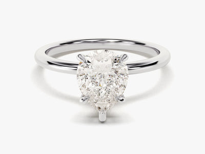 2.0CT Pear Cut Solitaire Diamond Moissanite Engagement Ring