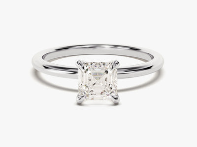1.0CT Asscher Cut Solitaire Diamond Moissanite Engagement Ring
