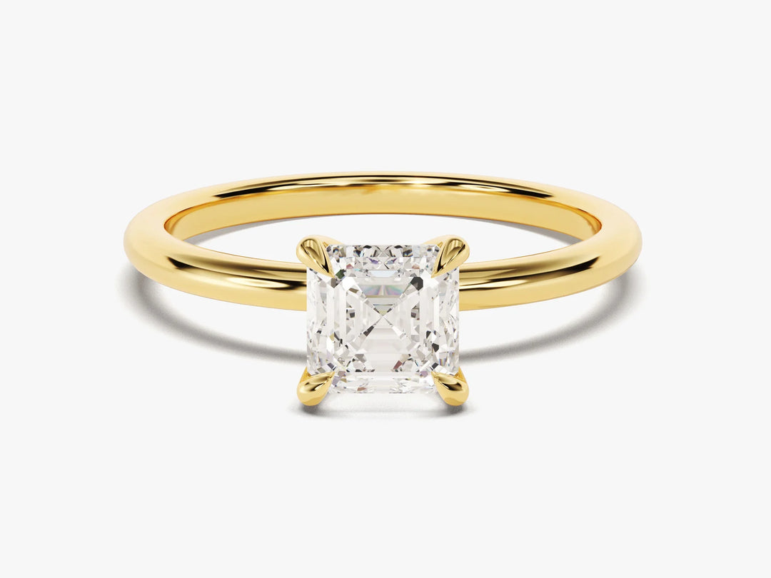 1.0CT Asscher Cut Solitaire Diamond Moissanite Engagement Ring