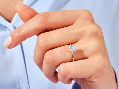 1.50CT Asscher Cut Solitaire Diamond Moissanite Engagement Ring