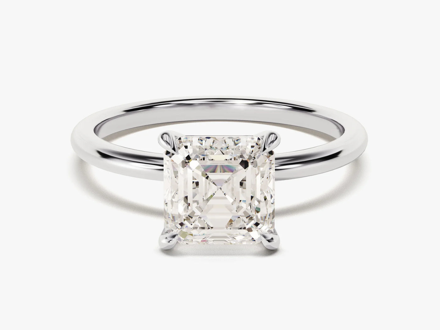 2.0 CT Asscher Cut Diamond Solitaire Moissanite Engagement Ring