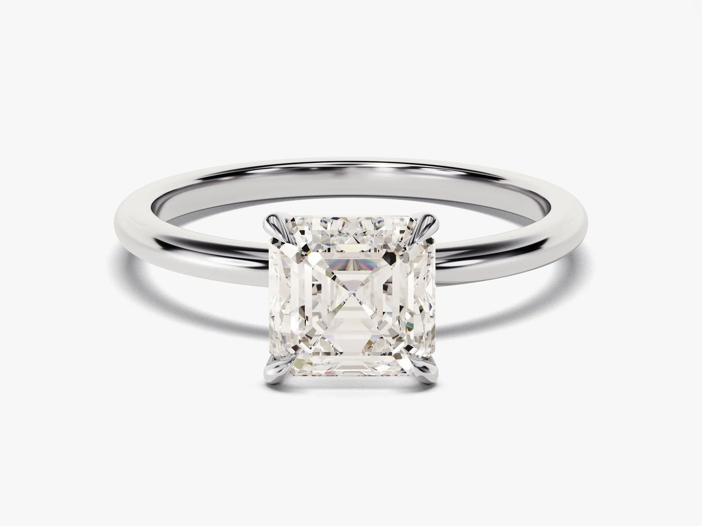 1.50CT Asscher Cut Solitaire Diamond Moissanite Engagement Ring