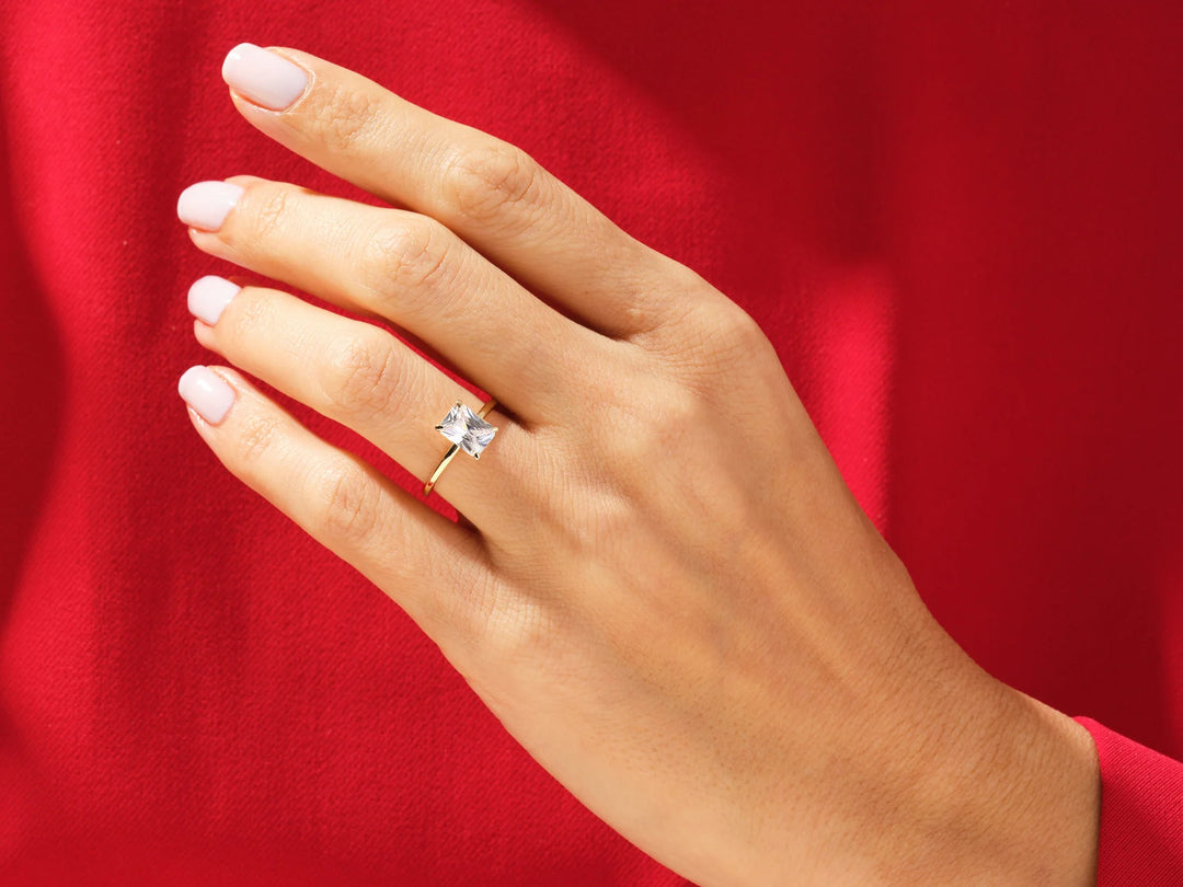 1.50CT Radiant Cut Solitaire Diamond Moissanite Engagement Ring