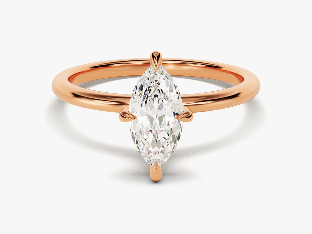 1.0CT Marquise Diamond Solitaire Moissanite Engagement Ring
