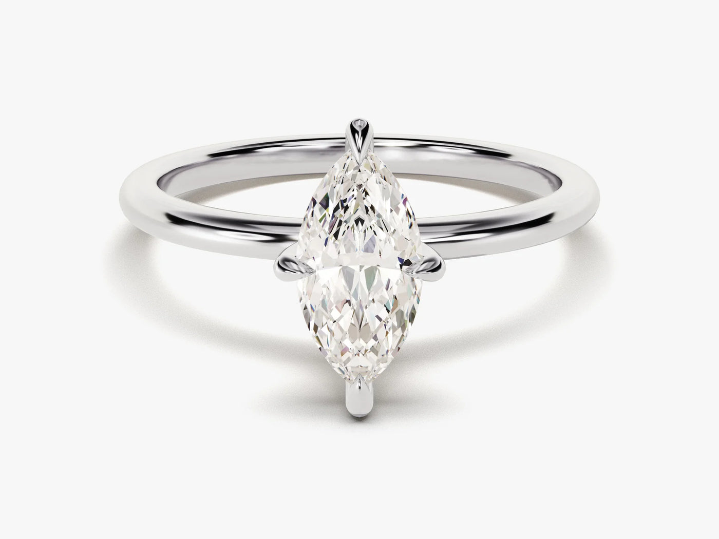 1.0CT Marquise Diamond Solitaire Moissanite Engagement Ring