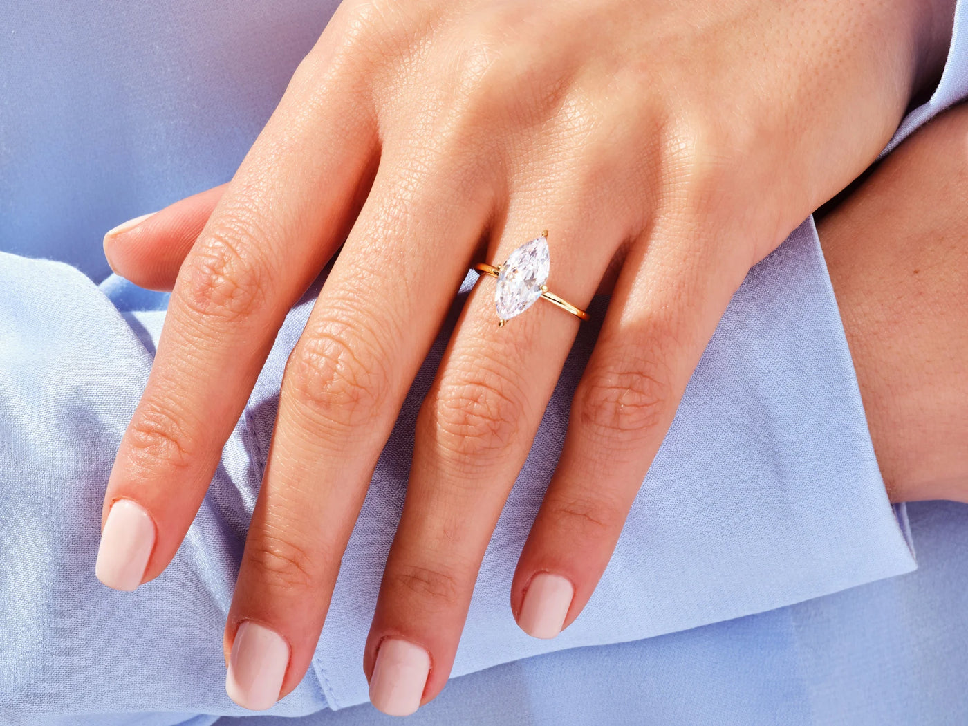 2.0CT Marquise Diamond Solitaire Moissanite Engagement Ring