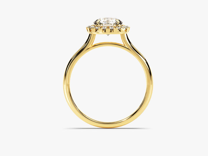 1.0CT Round Diamond Halo Setting Moissanite Engagement Ring