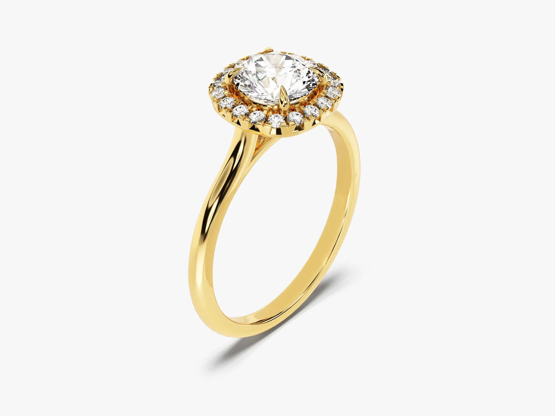 1.0CT Round Diamond Halo Setting Moissanite Engagement Ring