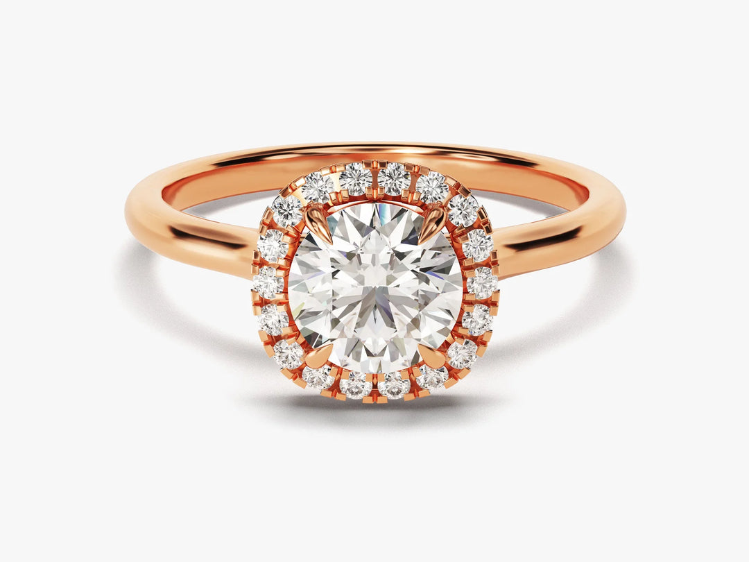 1.0CT Round Diamond Halo Setting Moissanite Engagement Ring