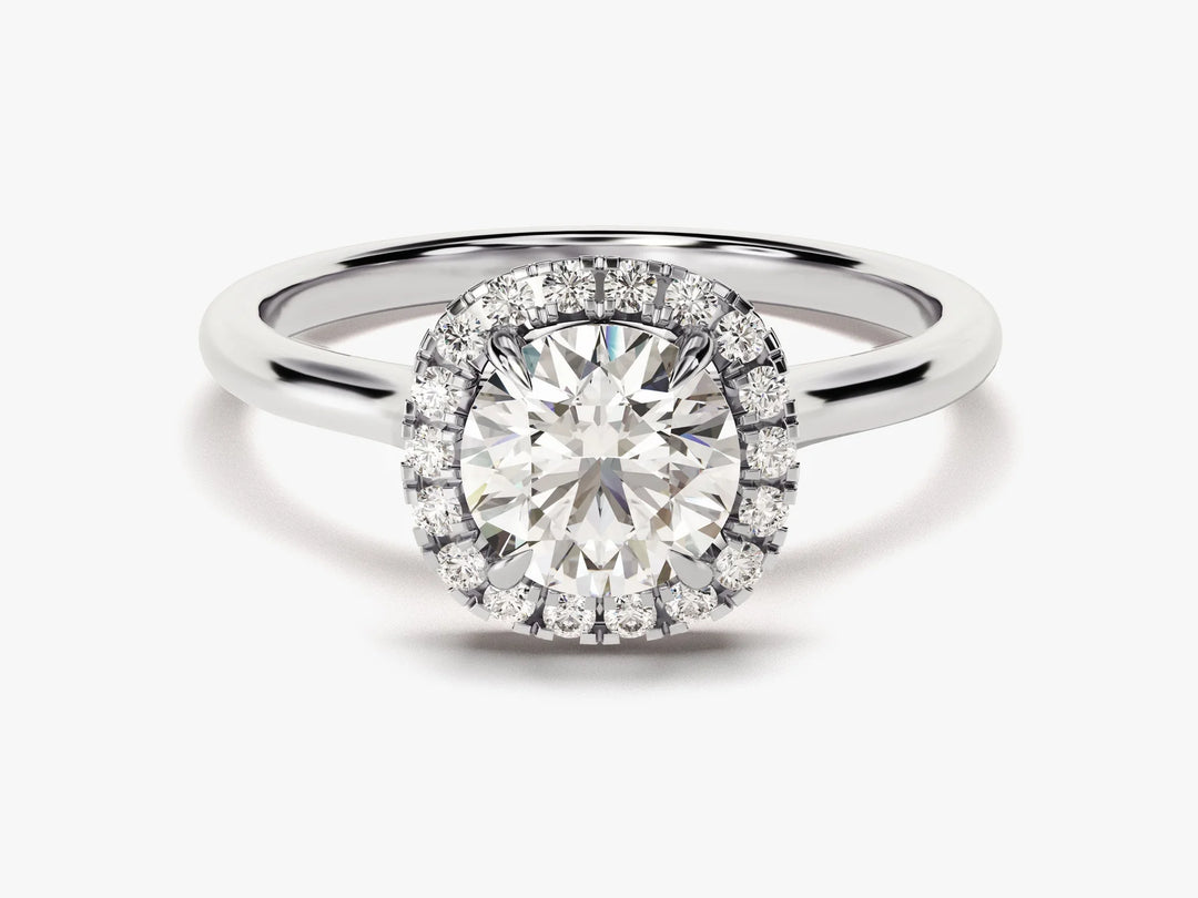 1.0CT Round Diamond Halo Setting Moissanite Engagement Ring