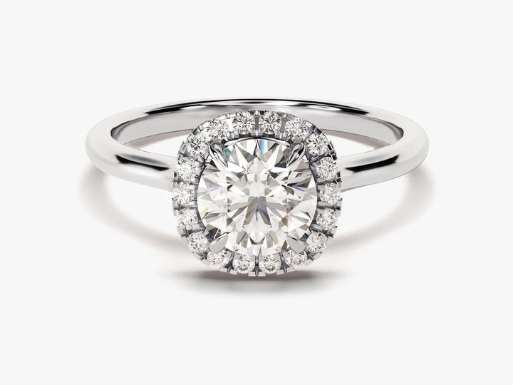 1.0CT Round Diamond Halo Setting Moissanite Engagement Ring