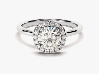 1.0CT Round Diamond Halo Setting Moissanite Engagement Ring