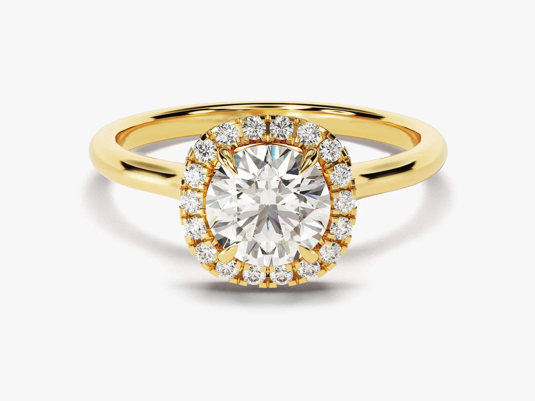 1.0CT Round Diamond Halo Setting Moissanite Engagement Ring