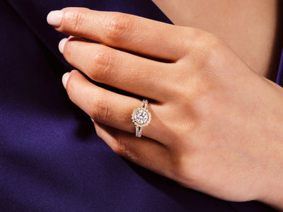 1.0CT Round Diamond Double Pave Halo Setting Moissanite Engagement Ring