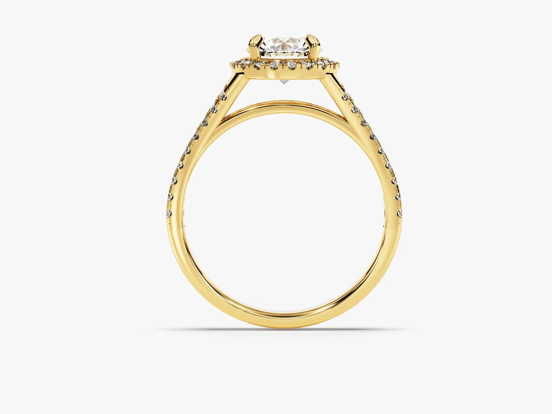 1.0CT Round Diamond Double Pave Halo Setting Moissanite Engagement Ring