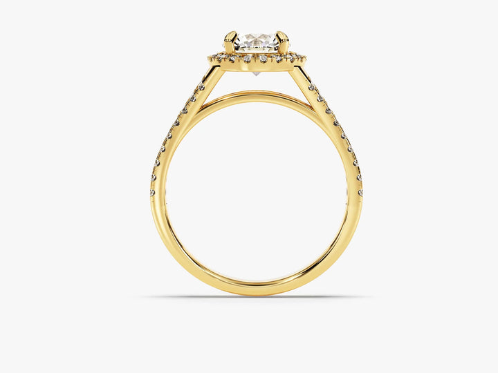 1.0CT Round Diamond Double Pave Halo Setting Moissanite Engagement Ring