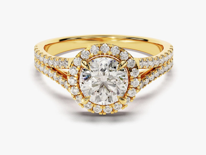 1.0CT Round Diamond Double Pave Halo Setting Moissanite Engagement Ring