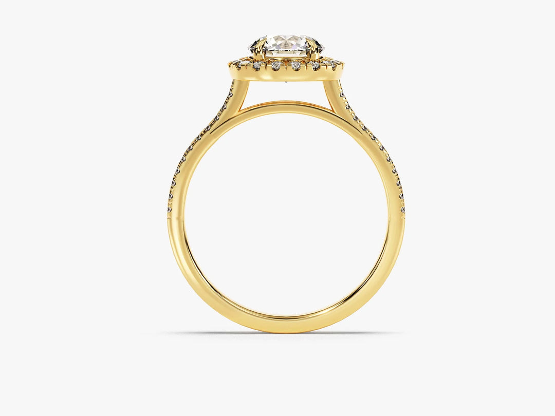 1.0CT Round Diamond Double Pave Halo Set Moissanite Engagement Ring