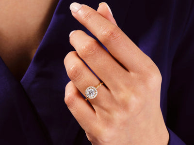 1.0CT Round Brilliant Diamond Halo Setting Moissanite Engagement Ring