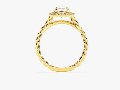 1.0CT Round Brilliant Diamond Halo Setting Moissanite Engagement Ring