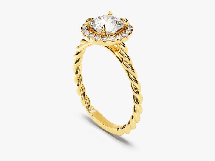 1.0CT Round Brilliant Diamond Halo Setting Moissanite Engagement Ring