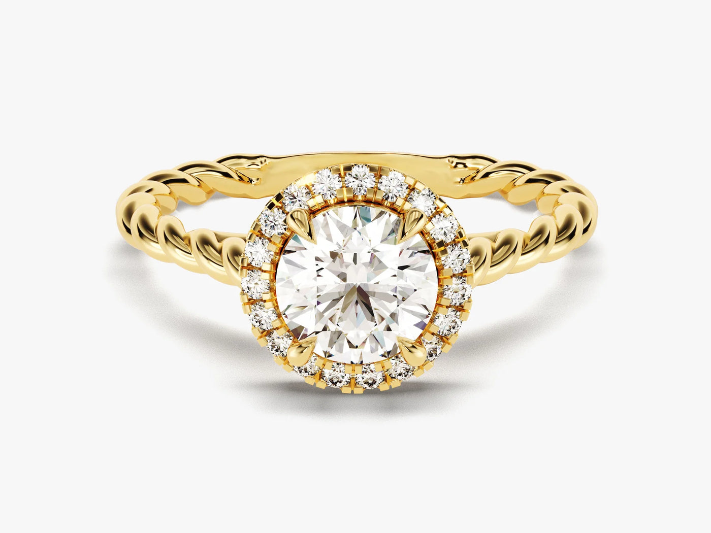 1.0CT Round Brilliant Diamond Halo Setting Moissanite Engagement Ring