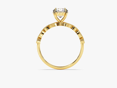 1.0 CT Round & Marquise Diamond Pave Setting Moissanite Engagement Ring