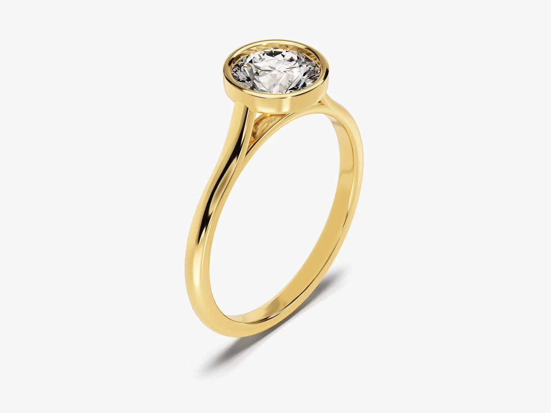 1.0CT Round Brilliant Diamond Bezel Solitaire Moissanite Engagement Ring