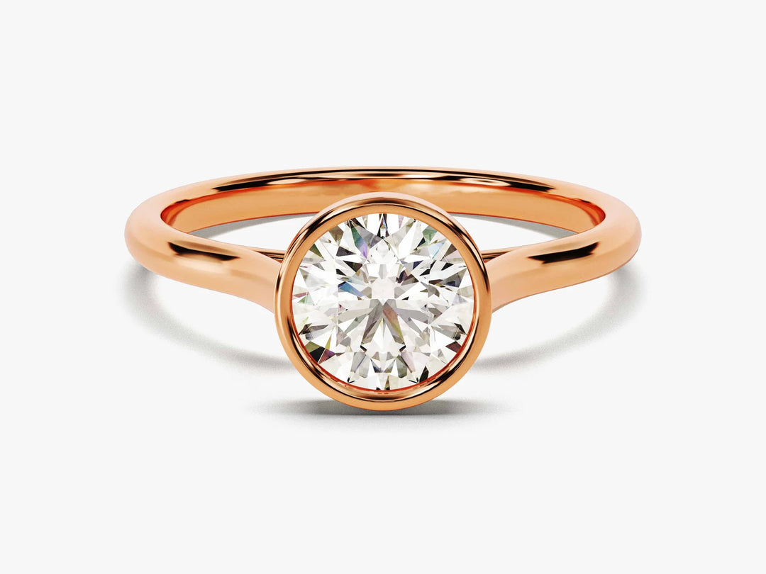 1.0CT Round Brilliant Diamond Bezel Solitaire Moissanite Engagement Ring