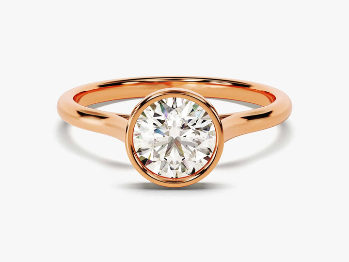 1.0CT Round Brilliant Diamond Bezel Solitaire Moissanite Engagement Ring