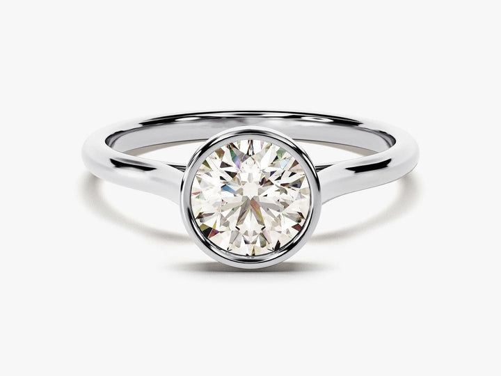1.0CT Round Brilliant Diamond Bezel Solitaire Moissanite Engagement Ring