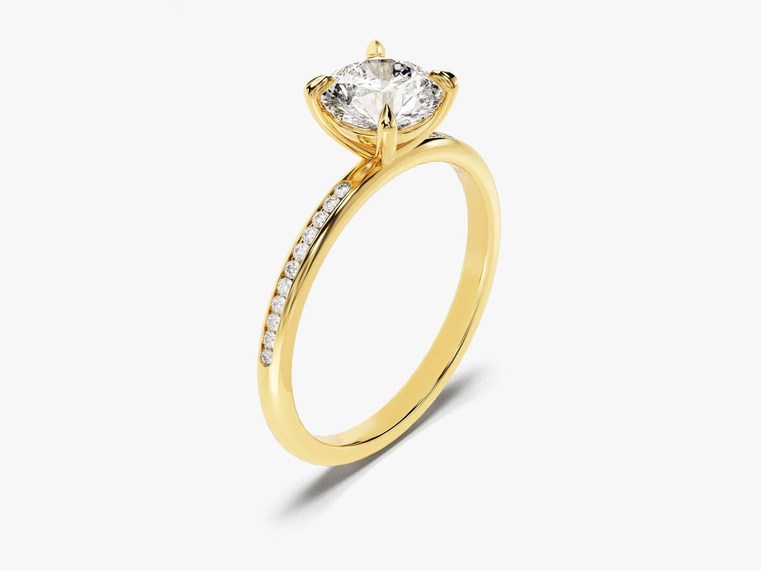 1.0 CT Round Cut Diamond Pave Setting Moissanite Engagement Ring
