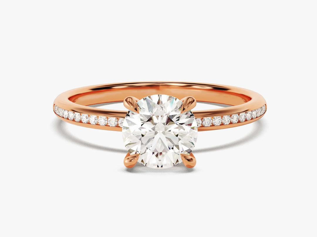 1.0 CT Round Cut Diamond Pave Setting Moissanite Engagement Ring