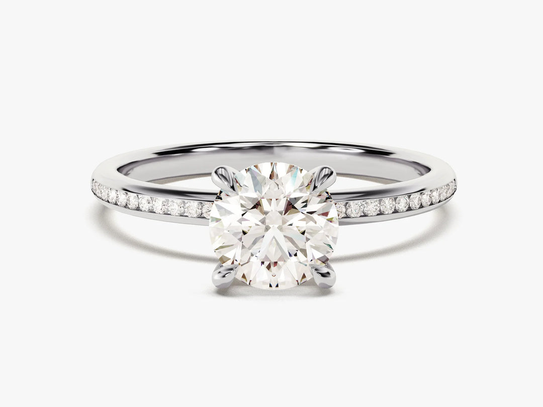 1.0 CT Round Cut Diamond Pave Setting Moissanite Engagement Ring