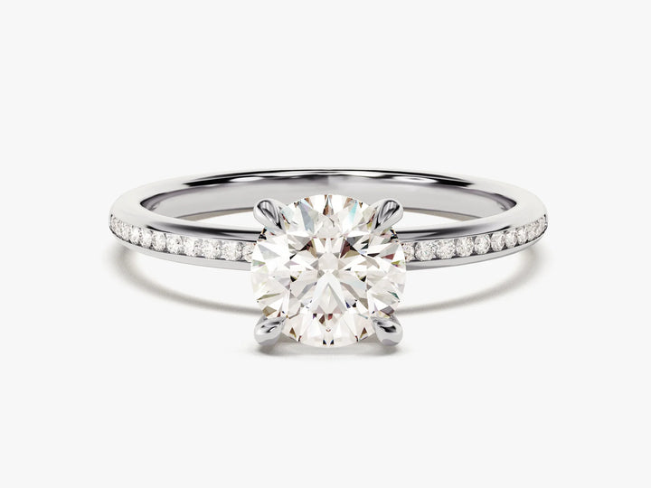 1.0 CT Round Cut Diamond Pave Setting Moissanite Engagement Ring
