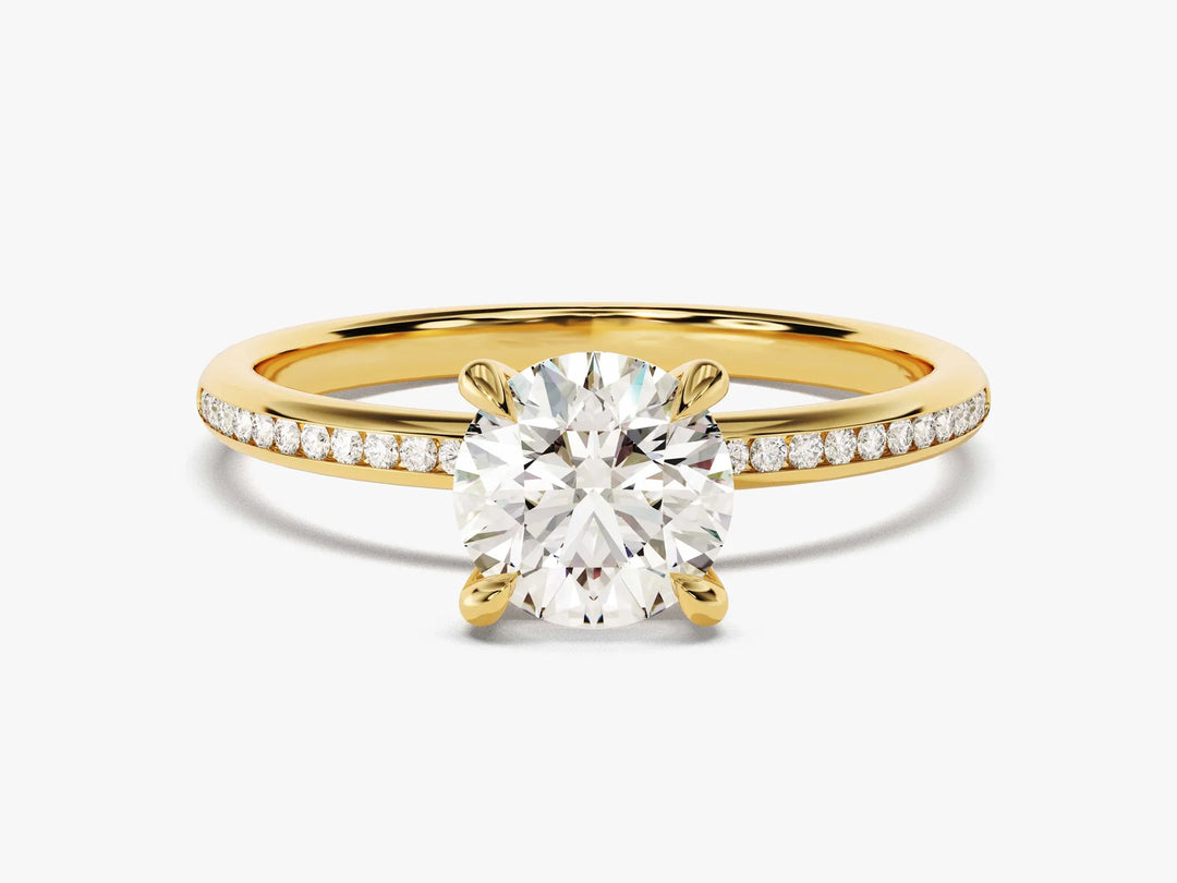 1.0 CT Round Cut Diamond Pave Setting Moissanite Engagement Ring