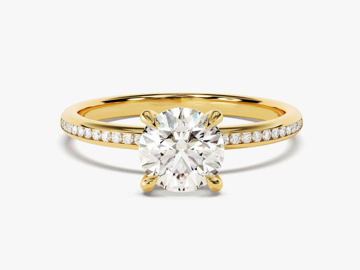 1.0 CT Round Cut Diamond Pave Setting Moissanite Engagement Ring