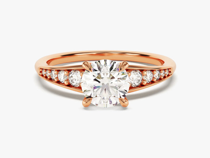 1.0CT Round Brilliant Diamond Pave Set Moissanite Engagement Ring