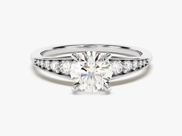 1.0CT Round Brilliant Diamond Pave Set Moissanite Engagement Ring