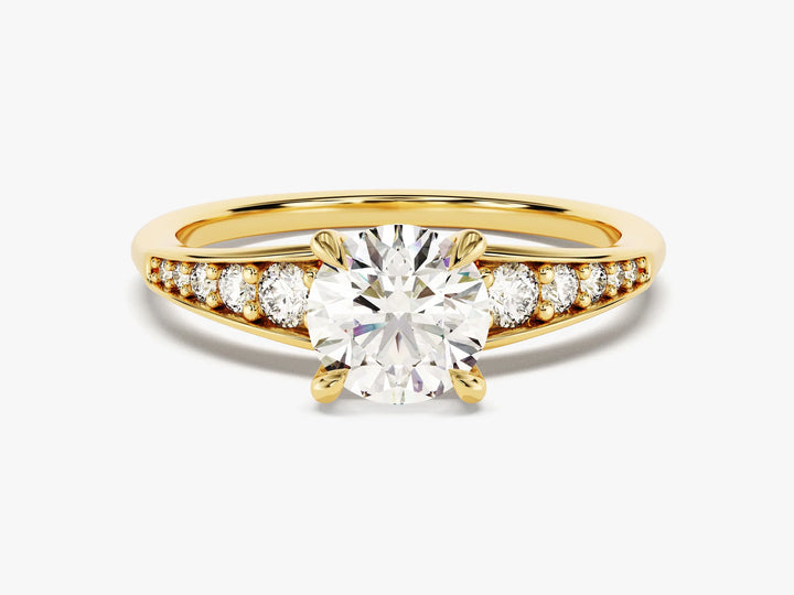 1.0CT Round Brilliant Diamond Pave Set Moissanite Engagement Ring