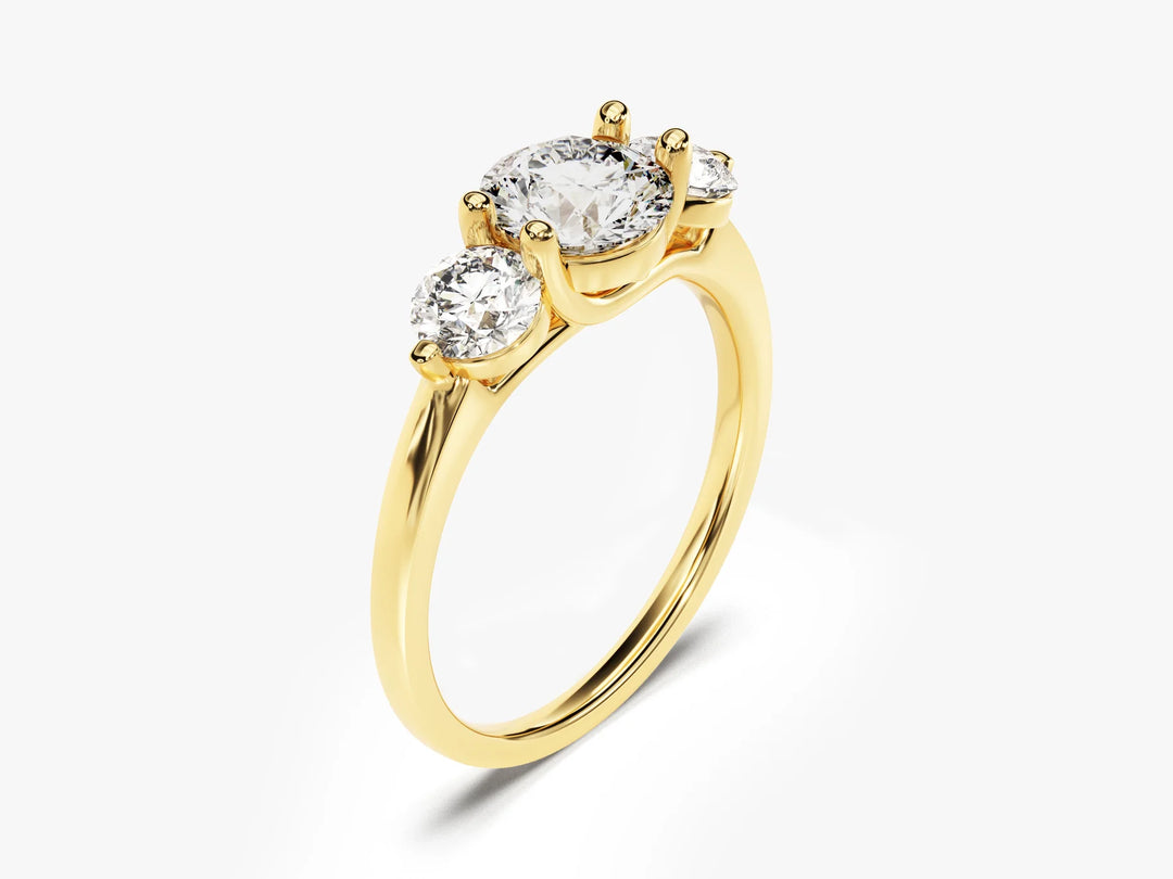 1.0CT Round Diamond Three Stone Setting Moissanite Engagement Ring