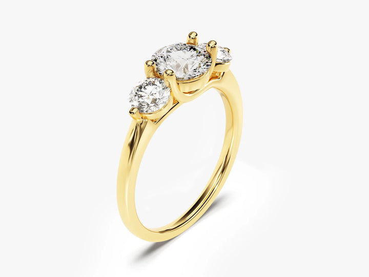 1.0CT Round Diamond Three Stone Setting Moissanite Engagement Ring