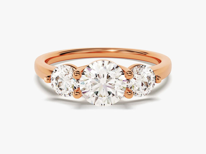 1.0CT Round Diamond Three Stone Setting Moissanite Engagement Ring