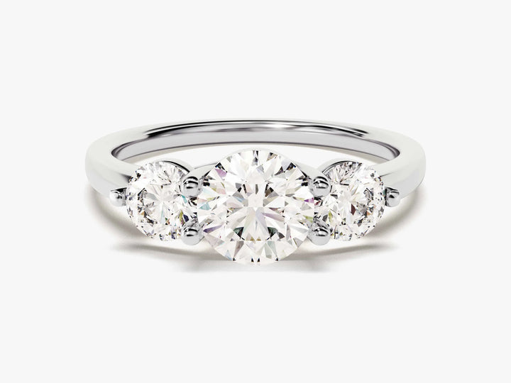 1.0CT Round Diamond Three Stone Setting Moissanite Engagement Ring