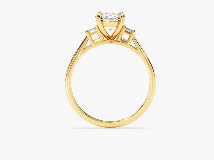 1.0CT Round Cut Diamond Three Stone Setting Moissanite Engagement Ring
