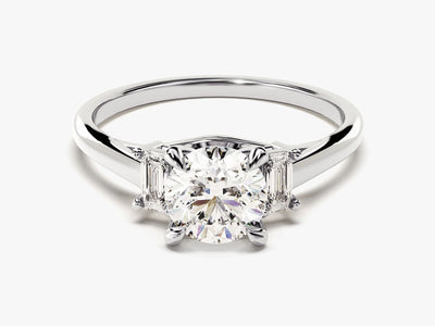 1.0CT Round Cut Diamond Three Stone Setting Moissanite Engagement Ring