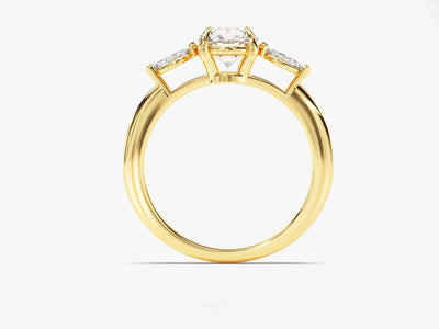 1.0CT Round & Marquise Diamond Three Stone Setting Moissanite Engagement Ring