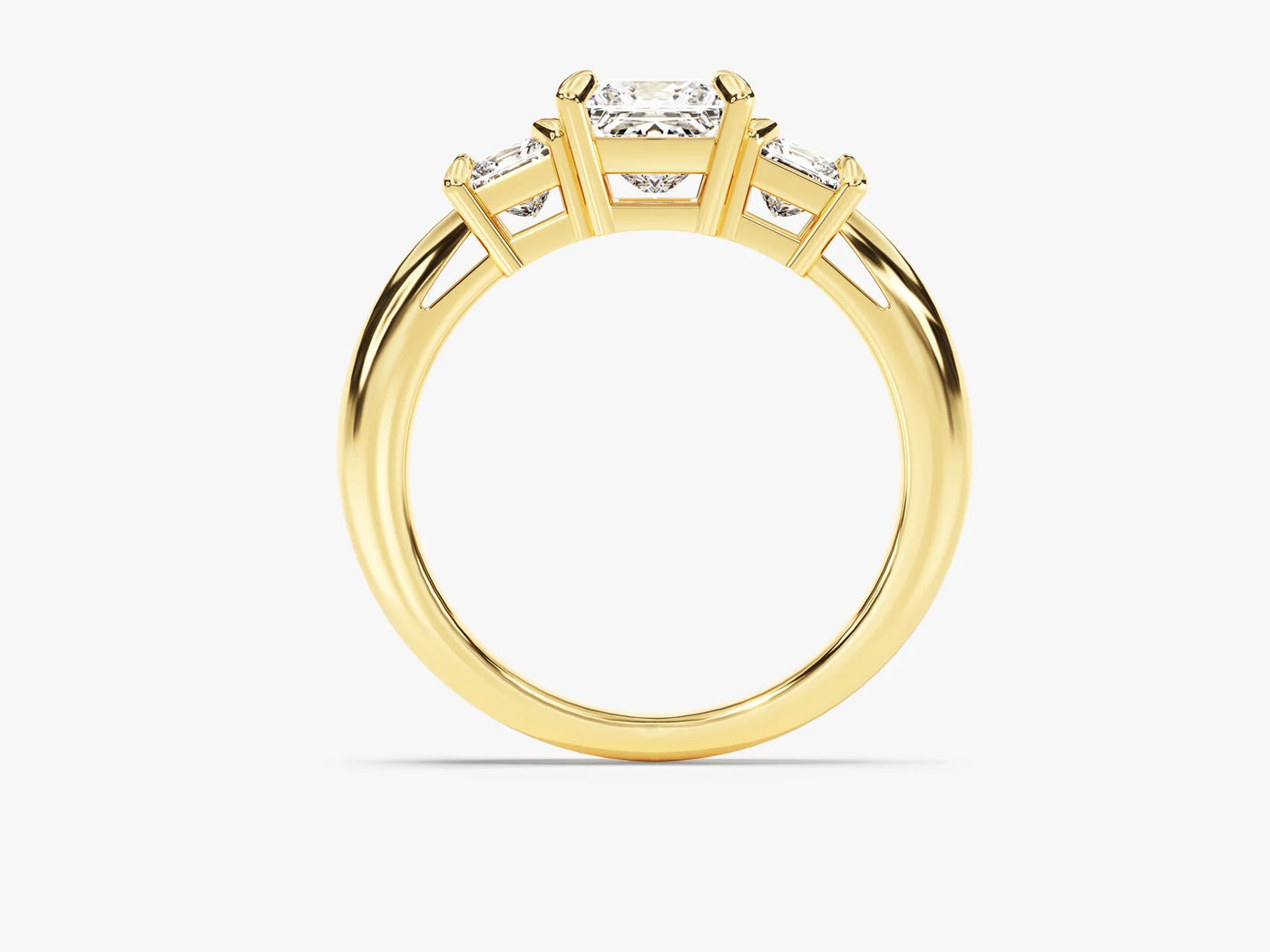 1.0CT Princess Cut Diamond Three Stone Setting Moissanite Engagement Ring