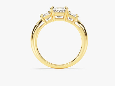 1.0CT Princess Cut Diamond Three Stone Setting Moissanite Engagement Ring